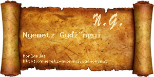 Nyemetz Gyöngyi névjegykártya